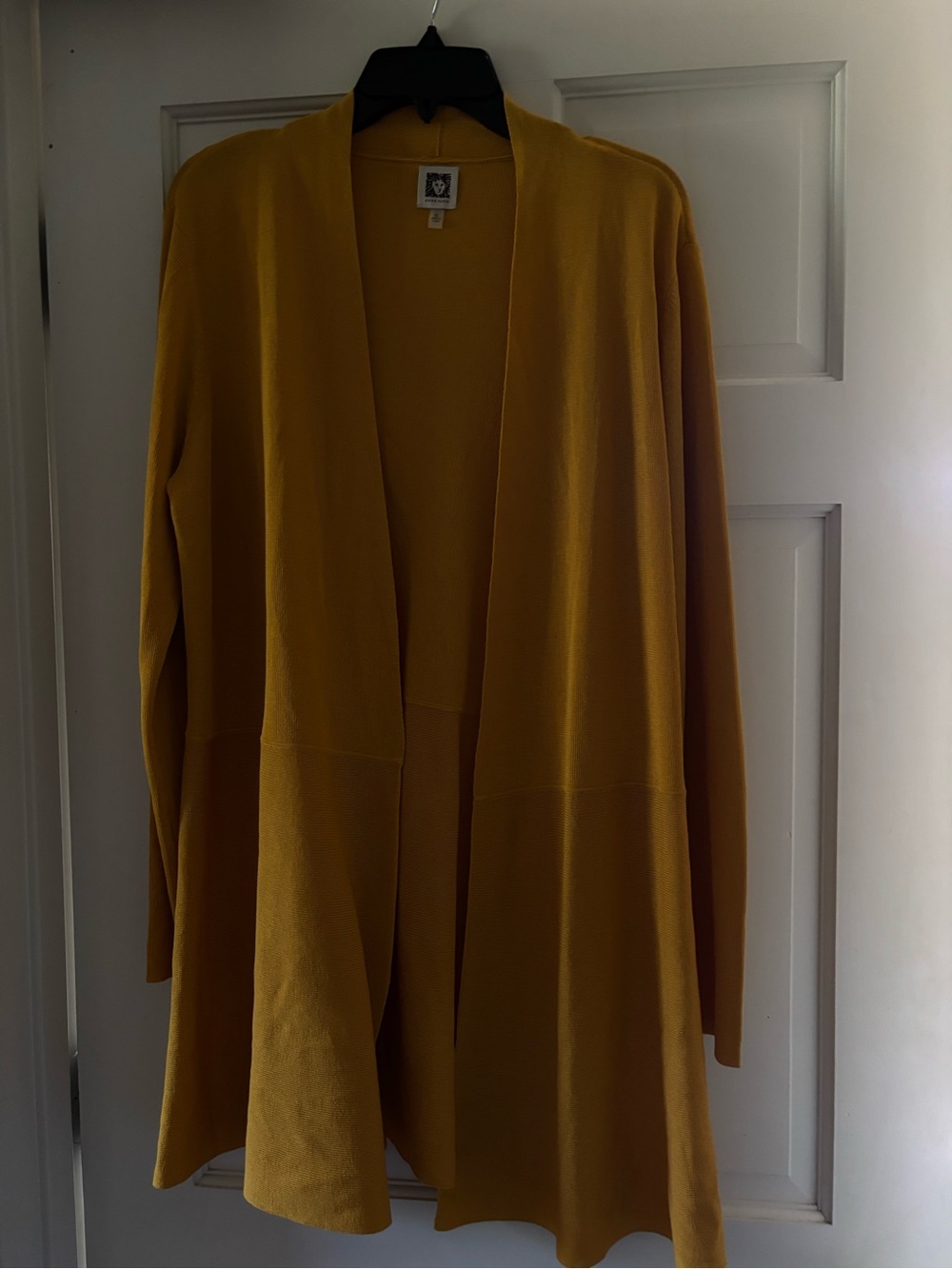 Anne Klein Mustard Open-Front Longline Cardigan
